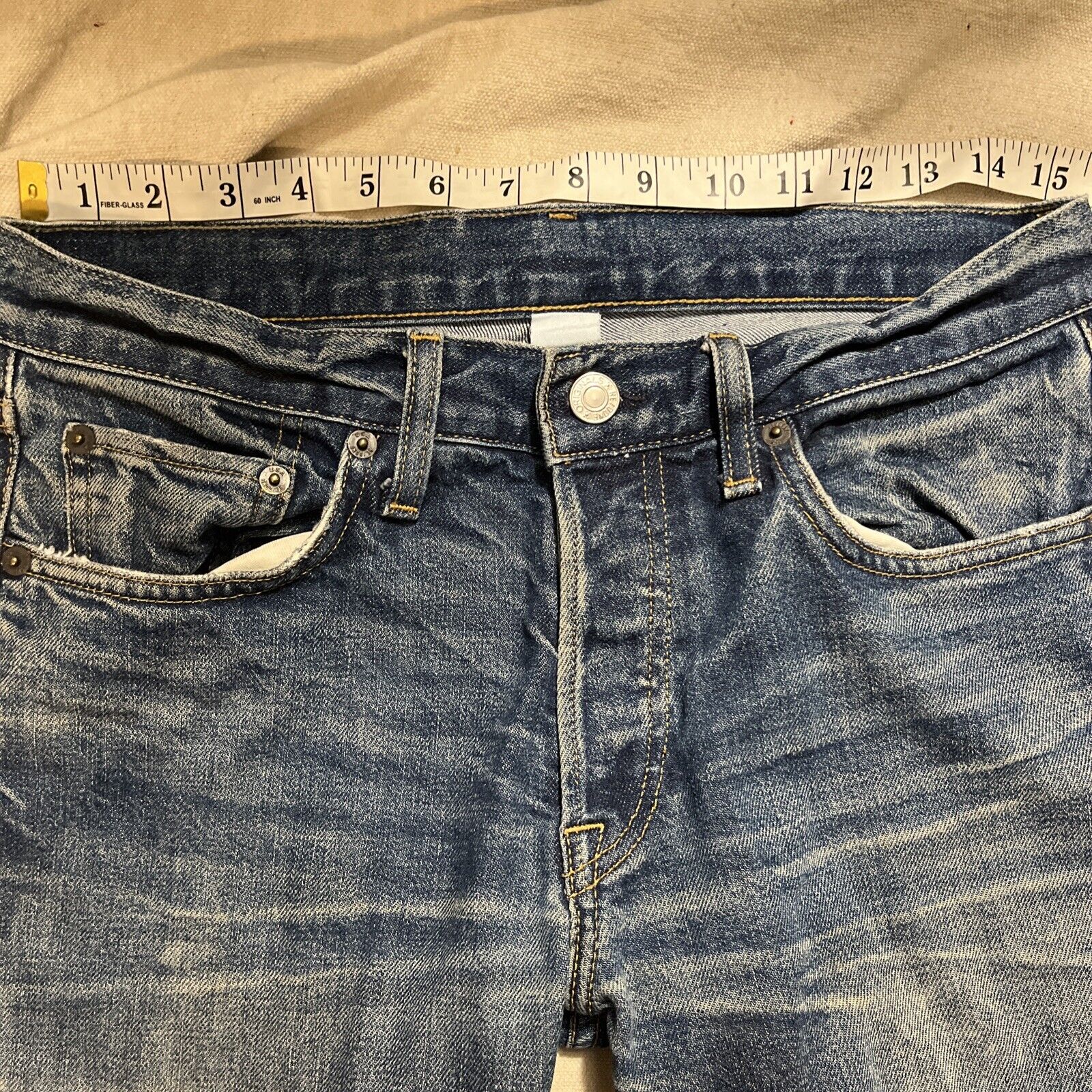 Re/Done Men’s Jeans Size 31” Tag 30 Blue Denim Sl… - image 7