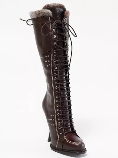 Bottes neuves en cuir Dior Montagne Chocolat Fabriquées à la main 36,5 US 6,5