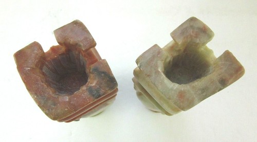 2 Small Carved Chinese Stone Bud Vases Soapstone 5” - Picture 6 of 6