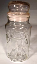 Vintage Planters Mr. Peanut 75th Anniversary Glass Jar w/ Lid 1981