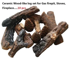 Ethanl Fireplace gas firepit stove 10 Piece small Ceramic Wood-like Gas Log Set 
