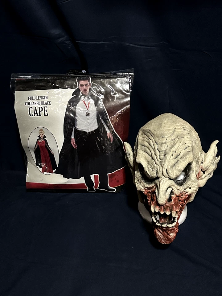 MASCARILLA VAMPIRO CAPA CUELLO COMPLETO HALLOWEEN COSTO JUEGO DISFRAZ TALLA ÚNICA PARA LA MAYORÍA Foto 2 de 4