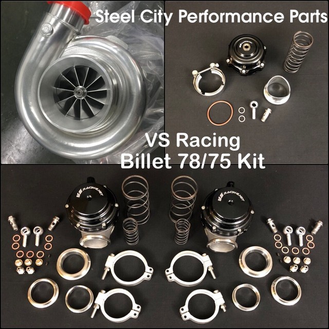 VS Racing Billet 78/75 Turbo, 2 44mm Wastegates, & 1 50mm BOV Kit eBay