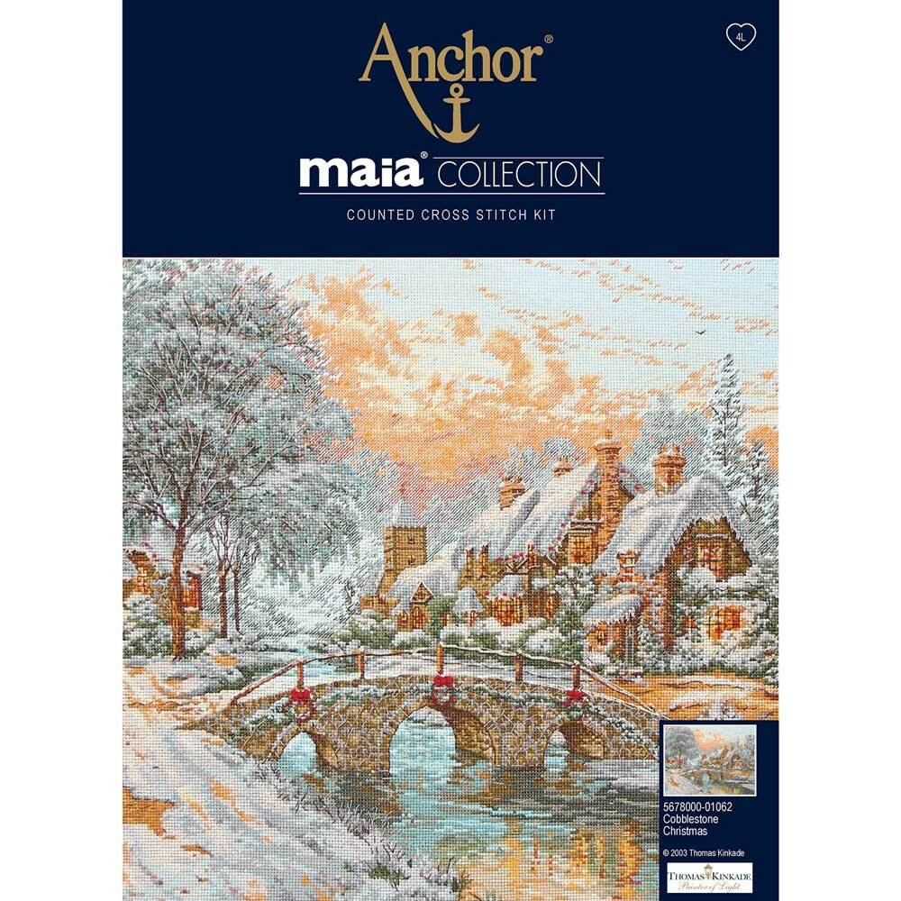 Anchor Maia Collection counted Cross Stitch kit ""Cobblestone Christmas"", DIY