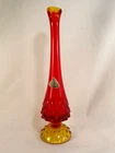 Fenton Bud Vase Amberina Orange Hobnail 10 inches Sticker Art Glass