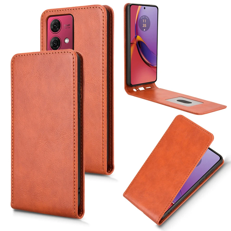 For Motorola Moto G84 5G Luxury Vertical Up-Down Leather Wallet Stand Case Cover - Image 4 of 4