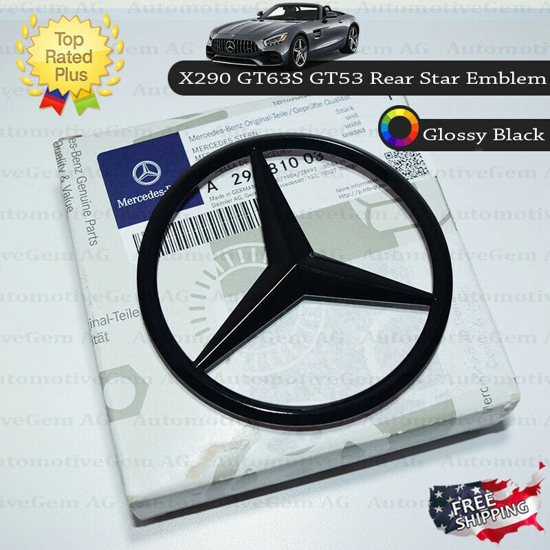 X290 GT63S GT53 GT43 AMG maletero estrella emblema negro brillante logotipo trasero insignia Mercedes Foto 2 de 4