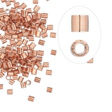 Crimp, 100 Copper Seamless 2x2mm Tube Crimp Beads with 1.2mm Inside Diameter