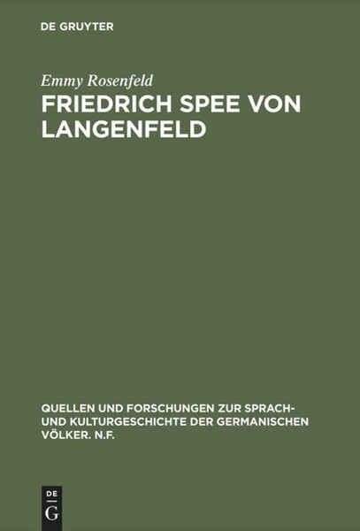 Friedrich Spee Von Langenfeld | Buch | 9783110053333-image