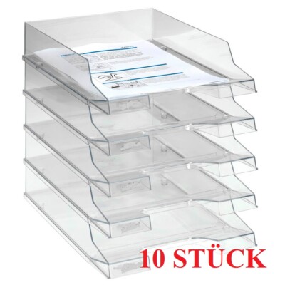 10 x Briefkorb Ablage Briefablage Briefkörbe für DIN A4 - transparent - 2. WAHL