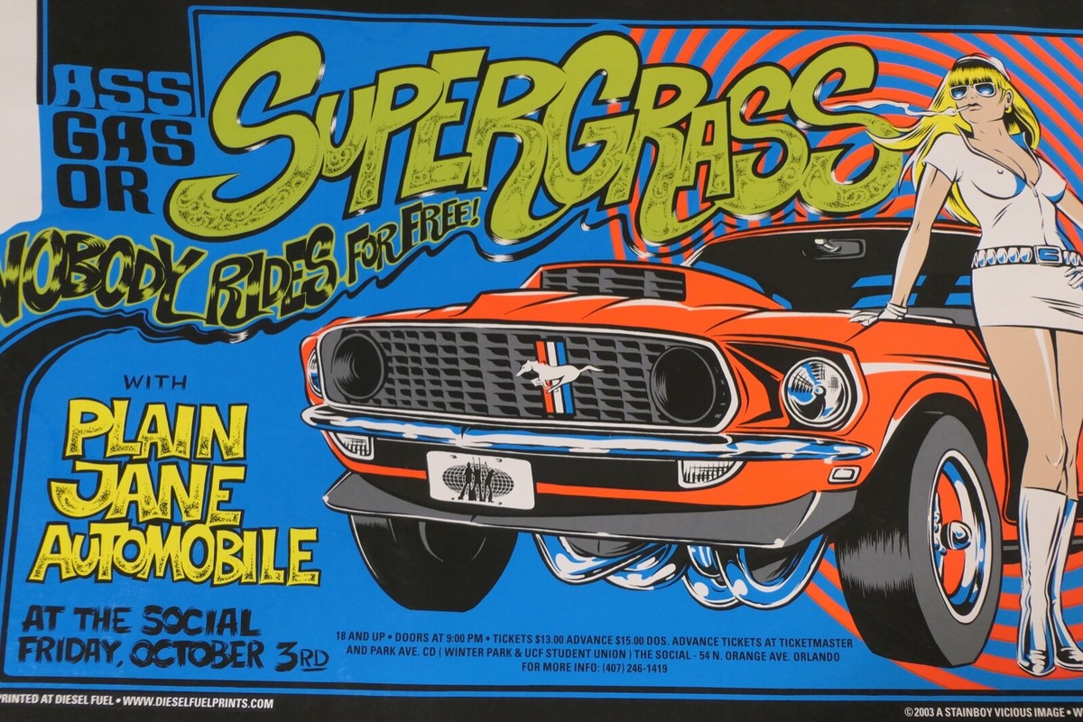 ROCK ROLL MUSIC MEMORABILIA PSYCHEDELIC POSTER SUPERGRASS PLAIN