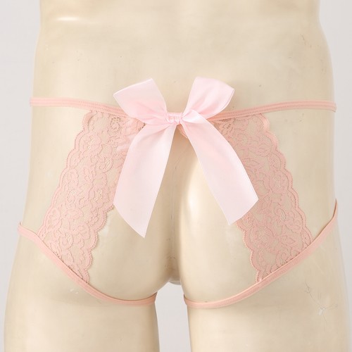 Men Lace Briefs Low Rise G-String Crotchless Sissy Crossdress Gay Underwear Sexy - Picture 23 of 145
