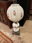 VINTAGE GONE WITH THE WIND ROUND GLOBE PARLOR LAMP Hand Painted ROSES Ornate
