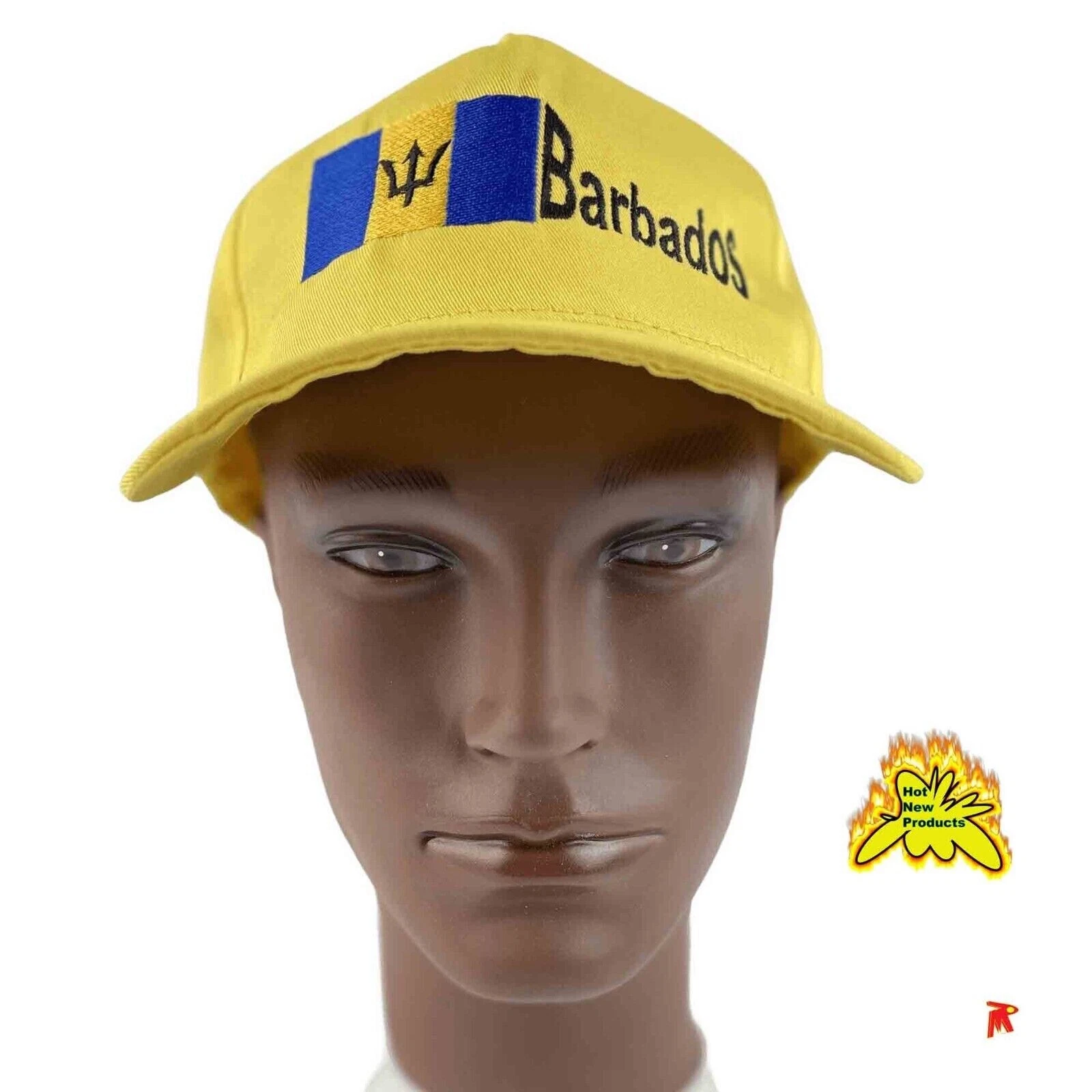 Barbados Flag & Text Design yellow baseball Cap adjustable for Summer wear