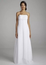 NWT David's Bridal Split Front Spaghetti Strap Chiffon Gown Beaded 20w