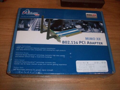Adaptateur PCI sans fil AirLink 101 MIMO XR 802.11G AWLH5026 avec double antenne NEUF - Photo 1/5