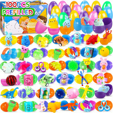 100 PCS Prefilled Easter Eggs with Toys Inside, Plastic Easter Eggs Filled with