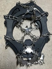 ( M )Crampons 19Spikes with Stainless Steel Chain Ice Snow Grips Traction Cleats