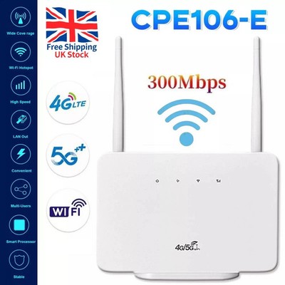 4G LTE CPE WLAN-Router mit SIM-Kartensteckplatz 300 Mbit/s WiFi Hotspot ENTSPERRT UK