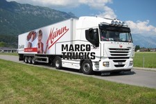 Truck photo  Iveco Stralis refrigerated semitrailer Switzerland white Mein  #j6q