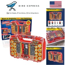 Battery Daddy Organizer Case with Tester Holds 180 Batteries Portable Storage