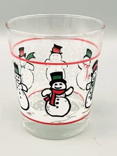 Vintage LIBBEY Snowman Whiskey Glass 4” Lowball Happy Snowmen Replacement