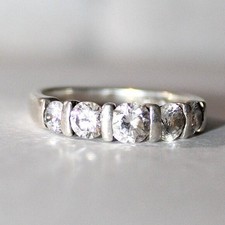 Sterling Silver Cubic Zirconia Ring Size 6