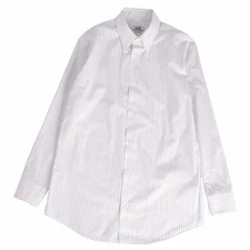 Hermes 22AW Shirt Snap Down Collar Serie Button Striped Cotton Tops Used MOLO-0