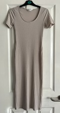 Primark Ladies Beige Ribbed Short Sleeve Dress - Size 8
