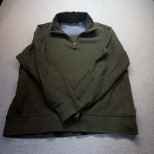 Eddie Bauer Mens XL Olive Green 1/4 Zip Mock Neck Knit Sweater