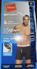 Hanes Sport ~ 4-Pair Mens Boxer Briefs Underwear Polyester Blend X-Temp ~ 2X