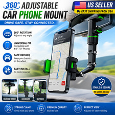 360 Car Rearview Mirror Rotation Adjustable Phone Holder Mount Multifunction