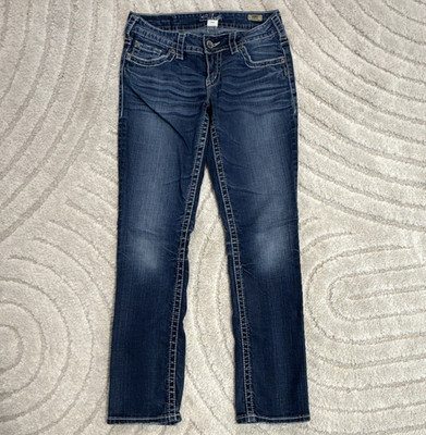 Vintage Y2K Silver Jeans Suki Straight Women's size 27/30, Curvy mid-rise