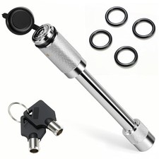 Premium Trailer Hitch Pin Lock for 4 Inch, Fit 2.5" and 3" Receiver Silver