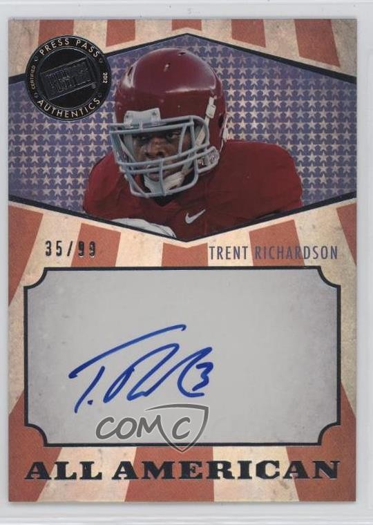 Trent Richardson Press Pass All American Autograph #AATR Base
