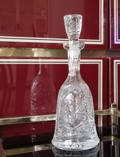 Superbe Carafe en Cristal Taillé - Val Saint Lambert - Décor Étoile & Arches