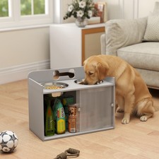 Elevated Dog Bowls with Storage, Raised Bowl Stand with Food Dishes