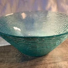 Anchor Hocking SORENO AQUAMARINE Blue Textured Glass Salad Chip Bowl Mid-Century