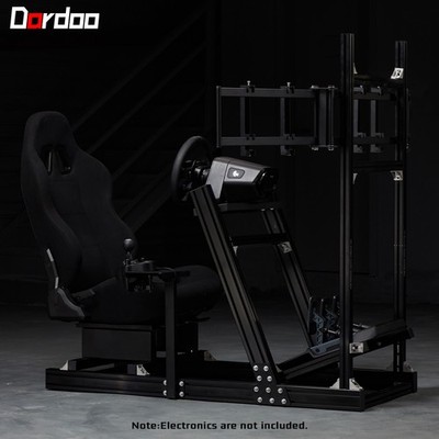 Dardoo 4080 Aluminum Racing Cockpit With Black Seat & TV Stand Fits Thrustmaster