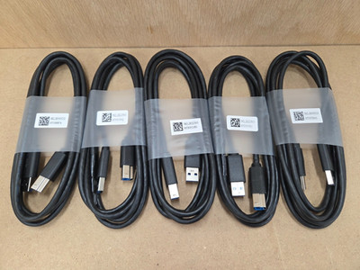 Lot of 5 Dell USB 3.0 SuperSpeed Type A Male to B Male Cable Printer Scanner 6ft