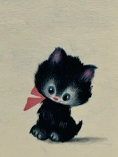 Vintage Greeting Card Norcross Kitten Cat Kitty Card Get Well Soon