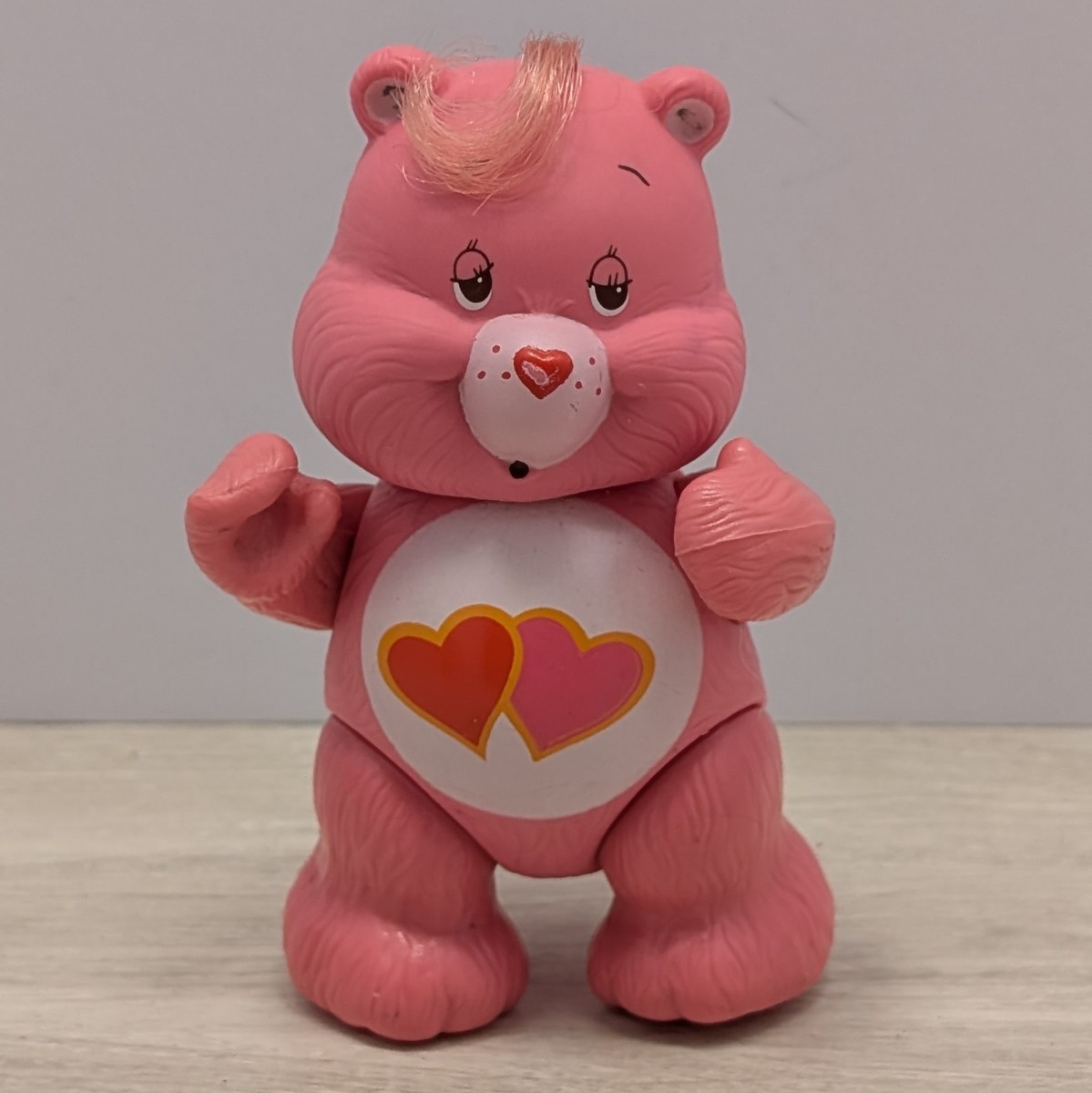 Vintage 1980s Care Bears Love‑a‑Lot Bear Figurine Pink Double