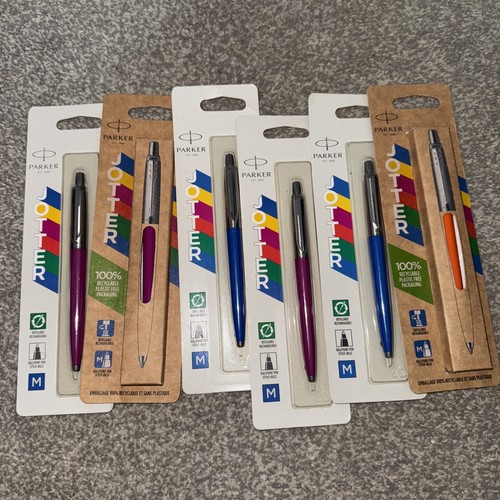 6 X Parker Jotter Ballpoint Pens New/Boxed. Medium Point. Blue ink