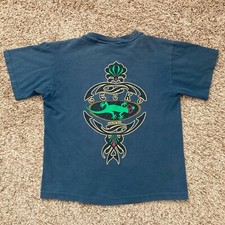 Vtg Gecko Hawaii T-Shirt Adult L Blue Graphic Tee Single Stitch Short Sleeve USA