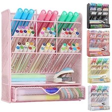 Pen Holder Desk Organizer - Desk Organizers and Accessories, Pencil Pink