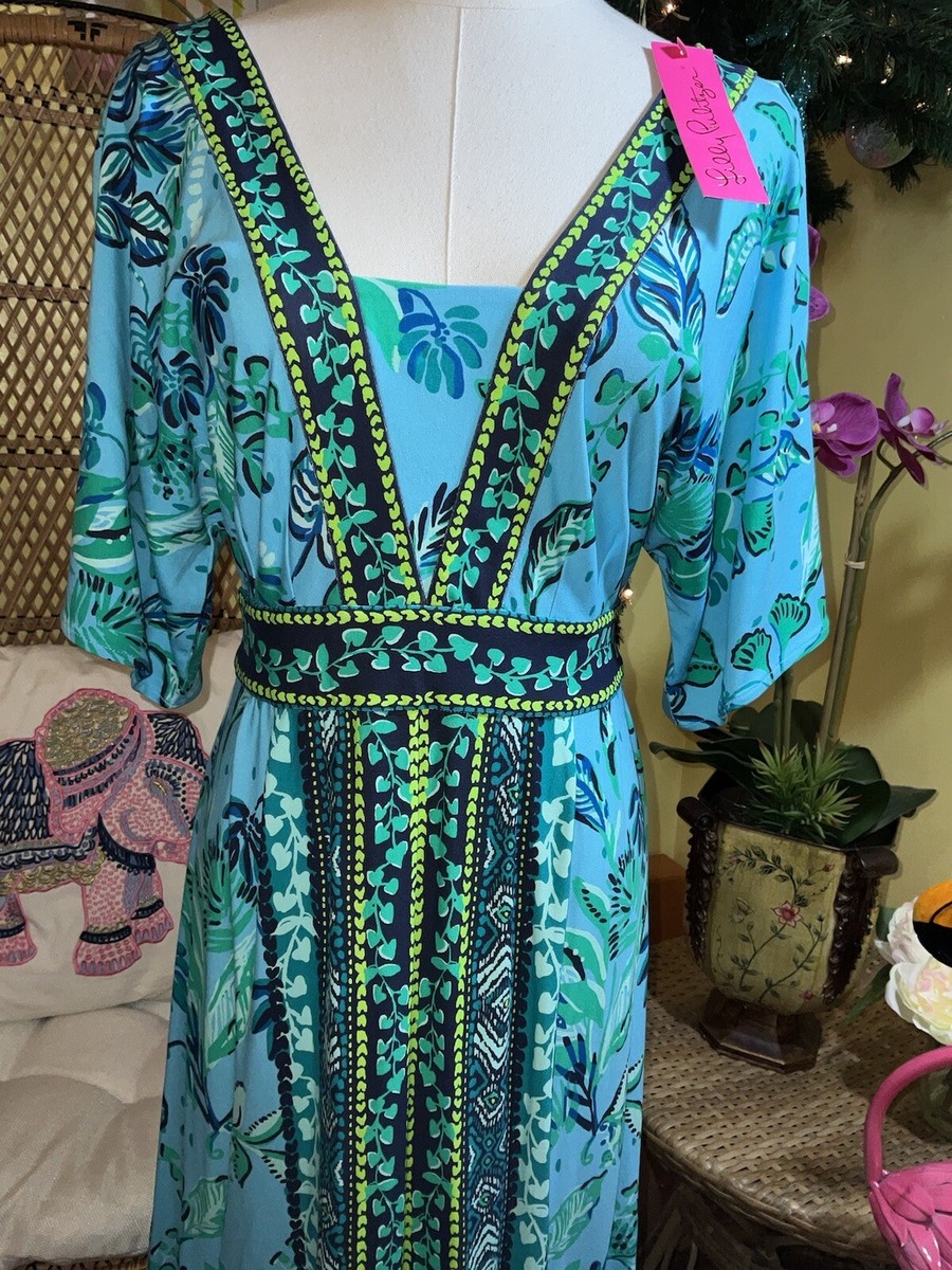 lilly pulitzer ilia maxi dress NWT LILLY PULITZER ILIA Elbow Sleeve Maxi Dress in Seabreeze Blue Sz 6
