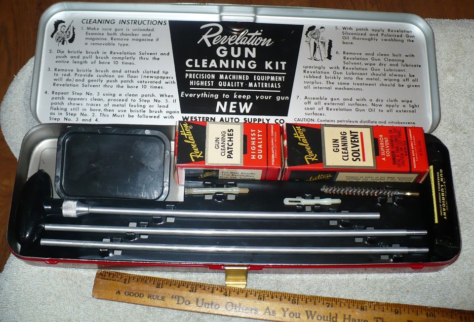 VINTAGE REVELATION RIFLE CLEANING KIT / .22 cal / IN BOX WESTERN AUTO
