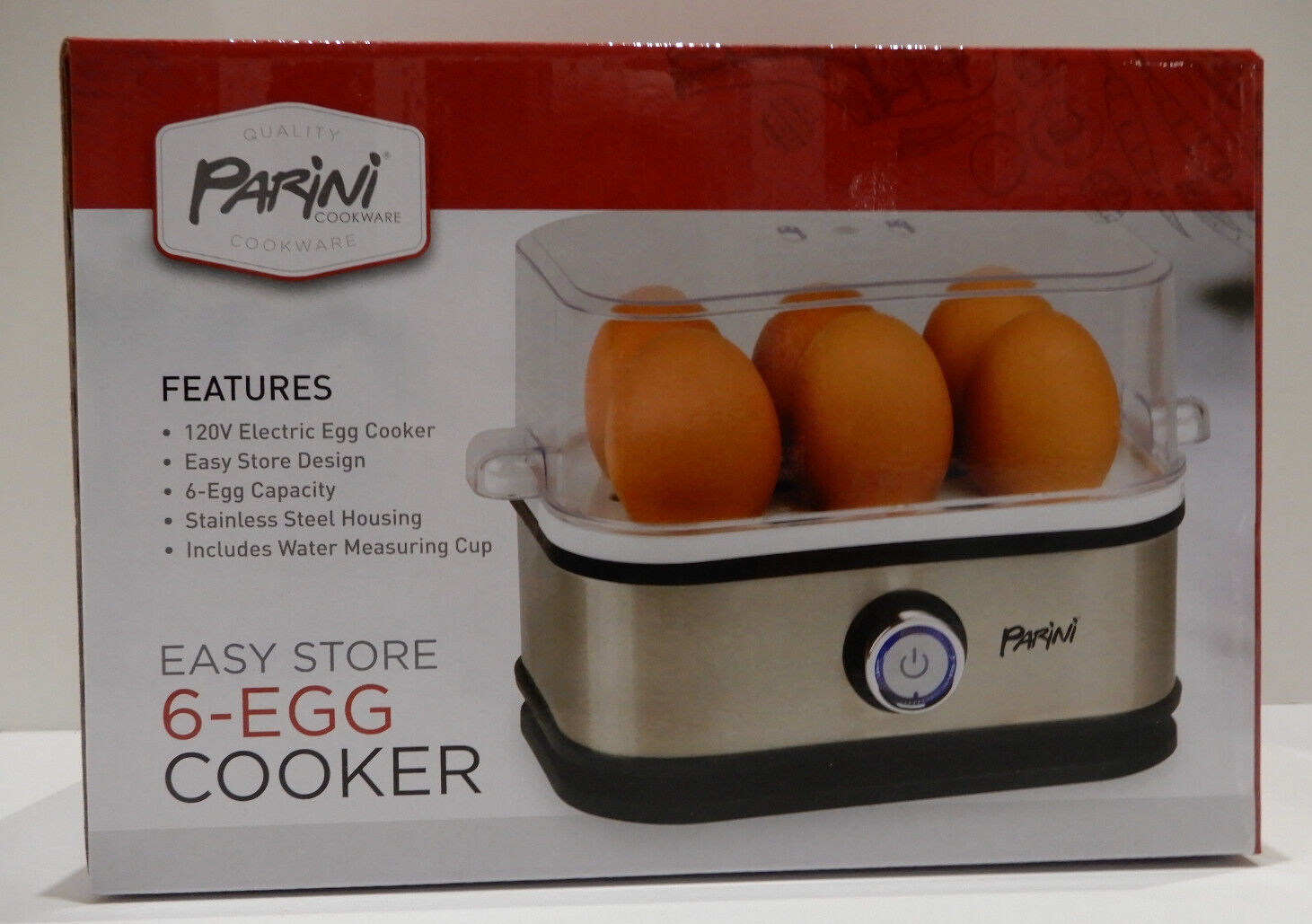 Parini Cookware Easy Store 6-Egg Cooker 120V Stainless Steel New In Box ...
