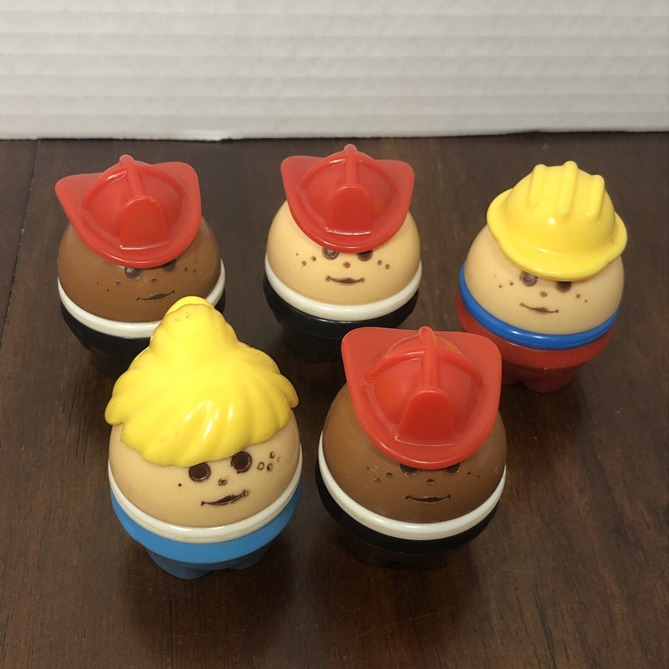 Vintage Little Tikes Chunky People Lot/5 Fireman Red Hat Lady African