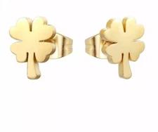 stainless steel cute clover stud earrings,  unisex Jewerly 